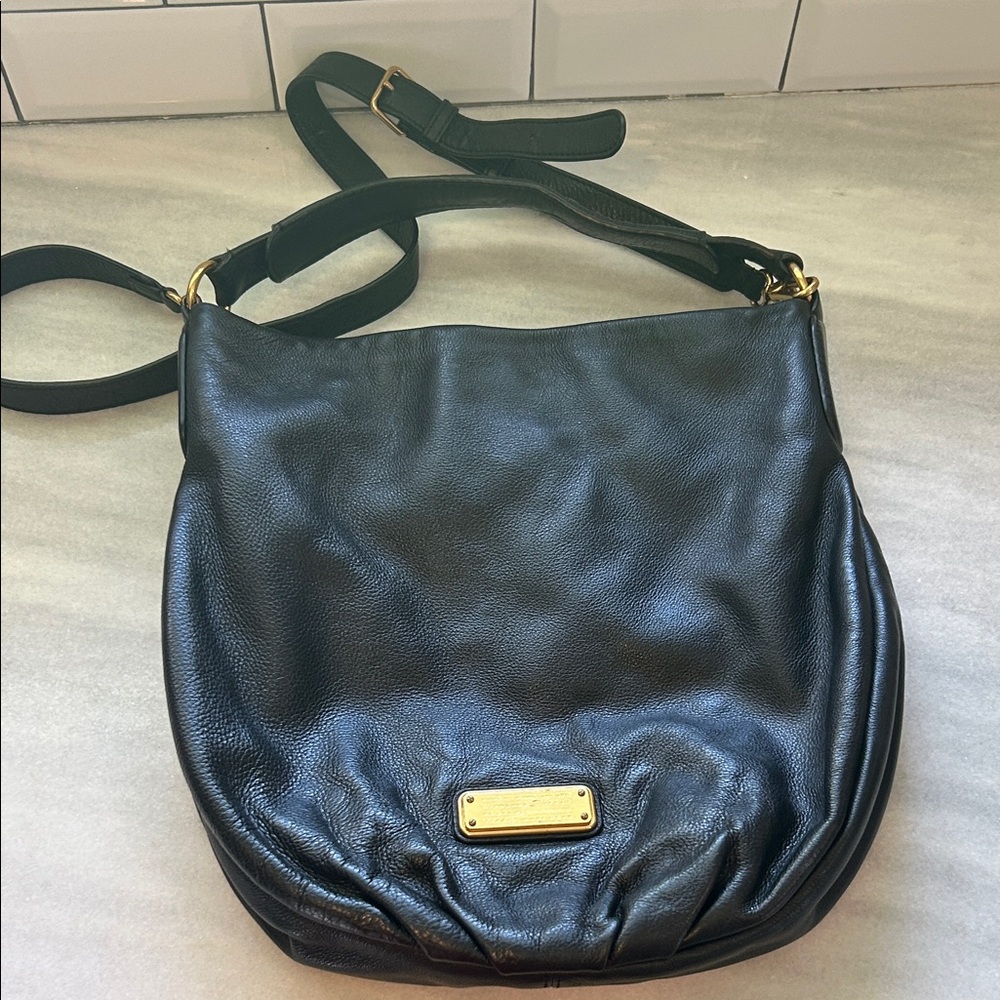 Marc By Marc Jacobs Black Leather Tote with Gold Accents